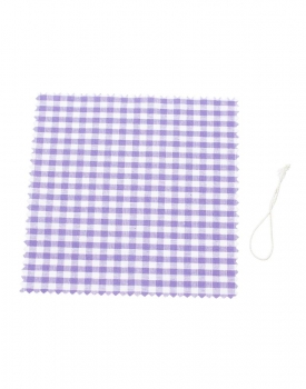 Deckchen 150mm lila/weiss kariert quadratisch, Stoff inkl. Textilschlaufe natur